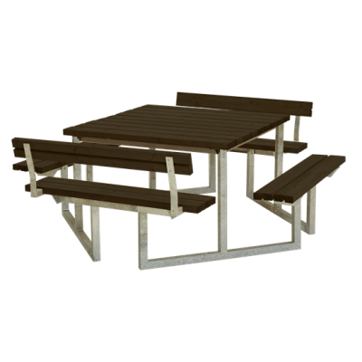 Picknicktafel Vierkant Twist Zwart 2 Rugleuningen