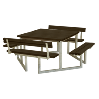 Picknicktafel Vierkant Twist Zwart 2 Rugleuningen - thumbnail