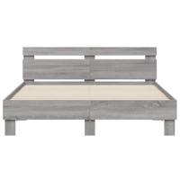 Bedframe met hoofdeinde en LED grijs sonoma eiken 150x200 cm - thumbnail