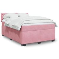 Boxspring met matras fluweel roze 160x200 cm - thumbnail