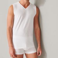 2-Pack mouwloos shirts V-hals - 95/5 - Biologisch katoen ondershirts zonder mouwen - Diepe hals - ondergoed heren - thumbnail