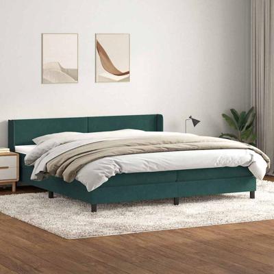 Boxspring met matras fluweel donkergroen 160x210 cm
