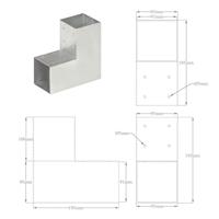 Paalverbindingen 4 st L-vorm 91x91 mm gegalvaniseerd metaal - thumbnail