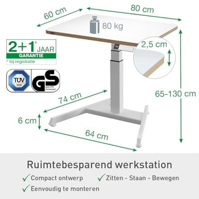 Leitz Ergo Zit/Sta bureau, klein, elektrisch, op voet - thumbnail