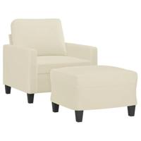 Fauteuil met voetenbank 60 cm kunstleer crèmekleurig - thumbnail