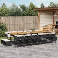 17-delige Tuinset met kussens poly rattan zwart - thumbnail