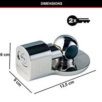 Masterlock Universal Trailer Coupler Lock - Zinc, nickle plated body - Front Keyw - 377EURDAT - thumbnail