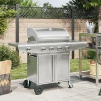 Gasbarbecue met 5 branders roestvrij staal zilverkleurig - thumbnail