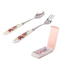 Keramische handvat RVS lepel + vork Set - thumbnail