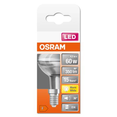 OSRAM HOMELIGHTING 4058075126022 LED-lamp Energielabel F (A - G) E14 Reflector 4.3 W = 60 W Warmwit (Ø x l) 50 mm x 85 mm 1 stuk(s) OSRAM HOMELIGHTING 4058075126022 LED-lamp Energielabel F (A - G) E14 Reflector 4.3 W = 60 W Warmwit (Ø x l) 50 mm x 85 mm 1 stuk(s)