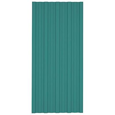 Dakpanelen 12 st 100x45 cm gegalvaniseerd staal groen