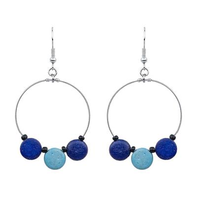 Blauwe Kokosnoot Yokomeshi Oorbellen, 10 gram