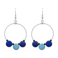 Blauwe Kokosnoot Yokomeshi Oorbellen, 10 gram - thumbnail