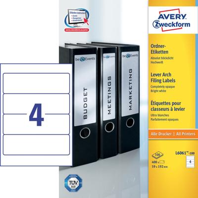 Rugetiket Avery Zweckform breed 59x192mm zelfklevend wit 100 vel