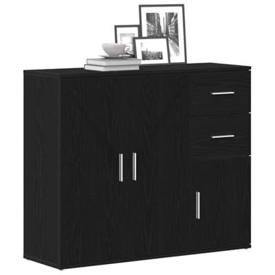 Dressoir 91x29,5x75 cm spaanplaat zwart eikenkleurig