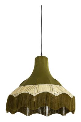 Light & Living Hanglamp 'Mizia' Velvet en webbing, 50cm, kleur Groen