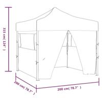 Partytent met 4 zijwanden inklapbaar 2x2 m staal creme - thumbnail