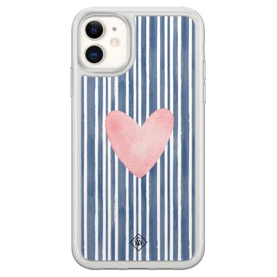 iPhone 11 hybride hoesje - Hart x streepjes iPhone 11 hybride hoesje - Hart x streepjes
