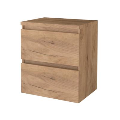 Badmeubelset BWS Salt 60x46cm Greeploos 2 Lades Met Afdekplaat Whisky Oak