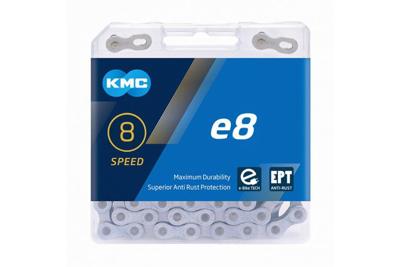 Kmc ketting 6/7/8 speed e8 ept 122 schakels zilver