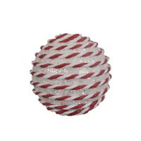 Kerstbal foam swirl 8 cm wit / rood - thumbnail