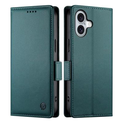 Lunso iPhone 17 hoesje - PU leren Bookcase met ruimte voor pasjes - Groen