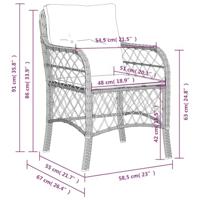 Tuinstoelen 2 st met kussens poly rattan lichtgrijs - thumbnail