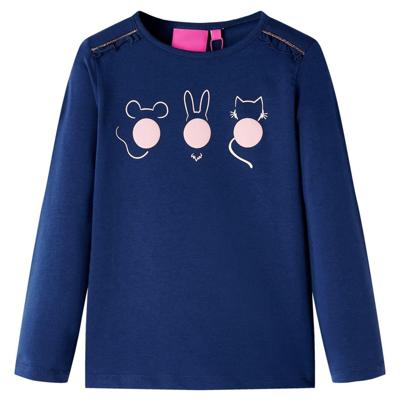 VidaXL Kindershirt met lange mouwen 128 marineblauw