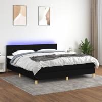 Boxspring met matras en LED stof zwart 180x200 cm - thumbnail