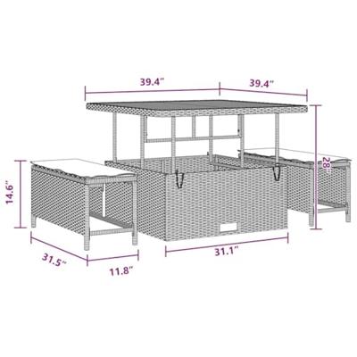 Tuinbankenset 13 pcs Zwart poly rattan