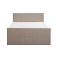 Boxspring met voetbord Liv geblokt - beige - 160x200 cm - vierkante poot - Leen Bakker - thumbnail