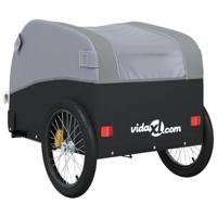 VidaXL Fietstrailer 30 kg ijzer zwart en grijs - thumbnail