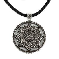 Tibetaanse Mandala OHM Ketting - Zilverkleurig (40 mm) - thumbnail