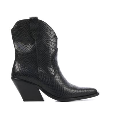 Bronx Dames Enkellaarsjes in Leder (Zwart)