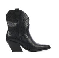 Bronx Dames Enkellaarsjes in Leder (Zwart) - thumbnail