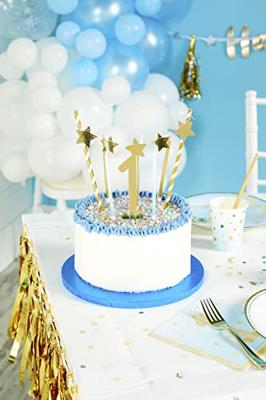 Blauwe Servetten Verjaardag 1 Jaar Sterretjes (16st)