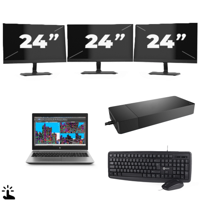 HP ZBook 15 G5 - Intel Core i7-8e Generatie - 15 inch - Touch - 16GB RAM - 256GB SSD - Windows 11 Home + 3x 24 inch Monitor - thumbnail