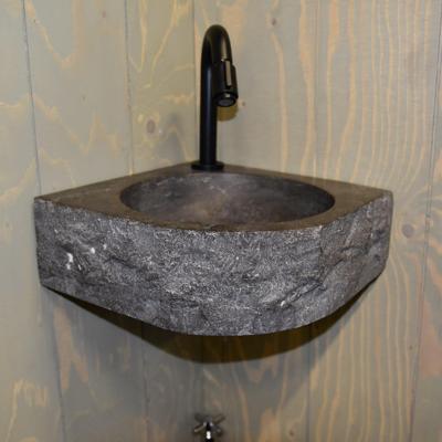 Fontein Boss & Wessing Hoekbevestiging 30x30x10 cm Natuursteen Antraciet Boss & Wessing