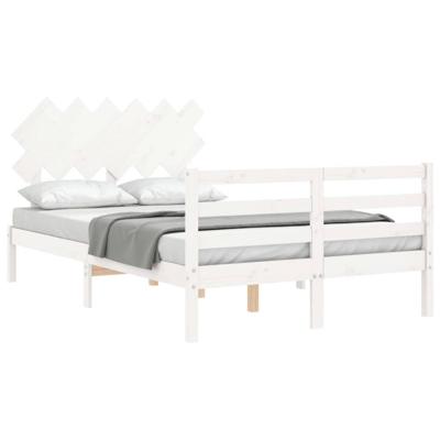 Bedframe met hoofdbord massief hout wit