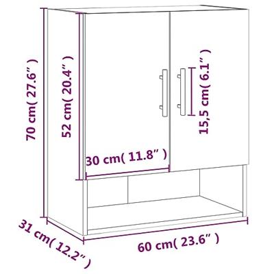 Wandkast 60x31x70 cm bewerkt hout wit - thumbnail