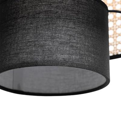 QAZQA Landelijke hanglamp zwart met rotan - Kata