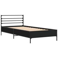 Bedframe bewerkt hout metaal zwart 120x190 cm - thumbnail