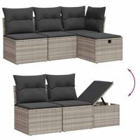 7-delige Loungeset met kussens poly rattan lichtgrijs - thumbnail