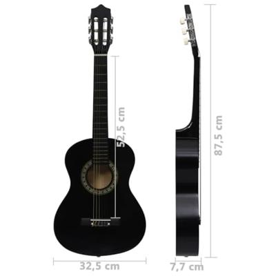 VidaXL Gitaar klassiek beginner en kinderen 1/2 34" zwart
