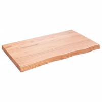 Wandschap 100x60x(2-6)cm behandeld massief eikenhout lichtbruin - thumbnail