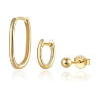 Elenza Drie-in-één 925 Zilveren Oorbellen - Elegant Design in verguld Goud - thumbnail