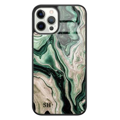 iPhone 12 glazen hoesje ontwerpen - Green waves