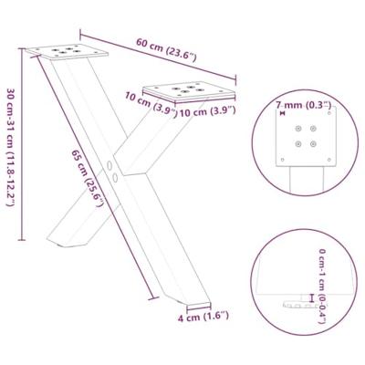 Salontafelpoten 2 st X-vormig 60x(30-31) cm staal zwart