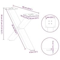 Salontafelpoten 2 st X-vormig 60x(30-31) cm staal zwart - thumbnail