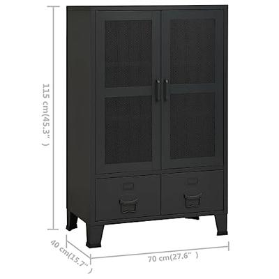 Opbergkast industrieel 70x40x115 cm metaal zwart